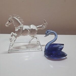 Crystal Horse and Blue Swan Figurine Set